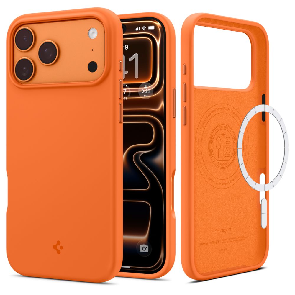 Spigen Silicone Fit Mag MagSafe dėklas iPhone 17 Pro Max - oranžinis -- iPhone 17 Pro Max