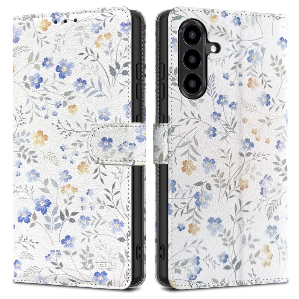 Tech-Protect Wallet dėklas, skirtas Samsung Galaxy A57 5G - Colorful Flowers -- Samsung Galaxy A57