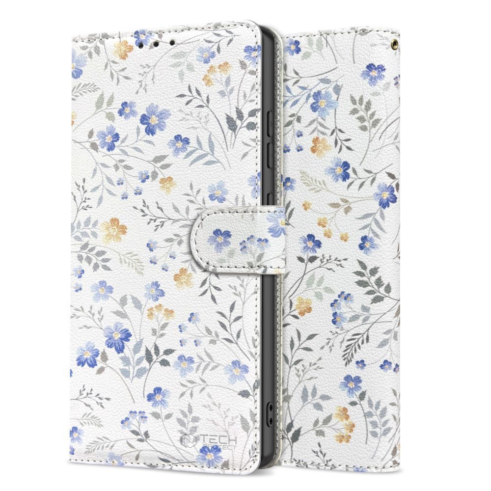 Tech-Protect Wallet dėklas, skirtas Samsung Galaxy A57 5G - Colorful Flowers -- Samsung Galaxy A57