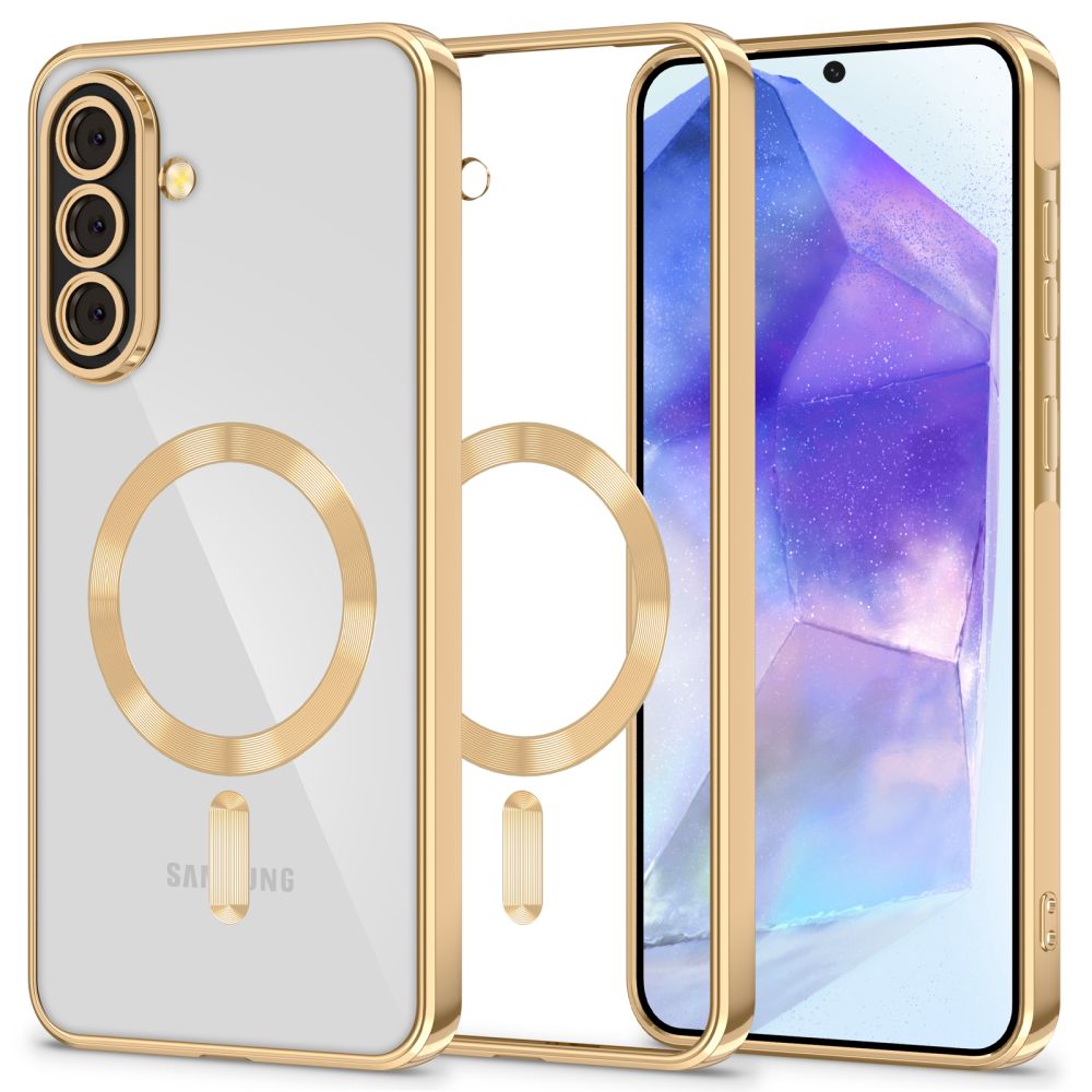 Tech-Protect MagFlex MagSafe Dėklas, skirtas Samsung Galaxy A57 5G - Transparent Gold -- Samsung Galaxy A57 5G