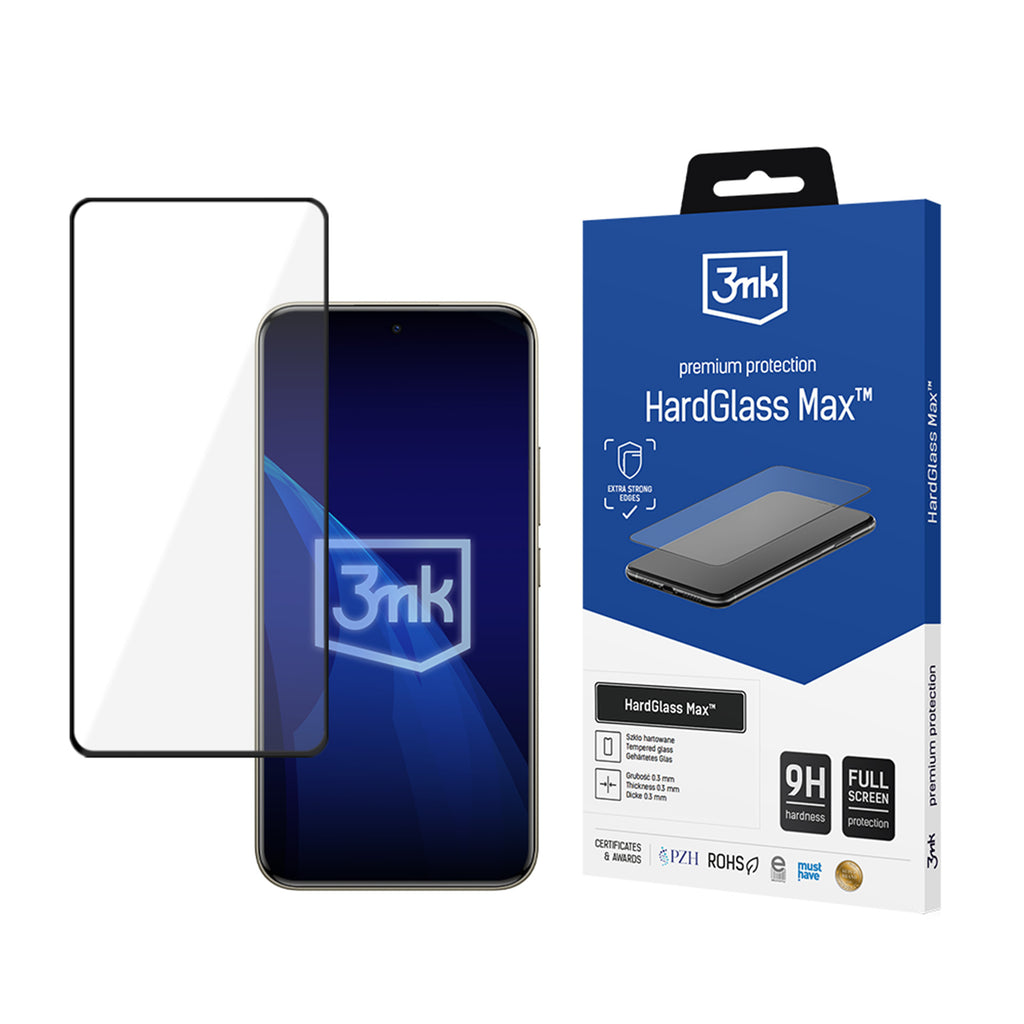 Sustiprintas visas ekranas grūdinto stiklo 3mk HardGlass Max juodas Xiaomi Redmi Note 15 Pro+ 5G -- Xiaomi Redmi Note 15...