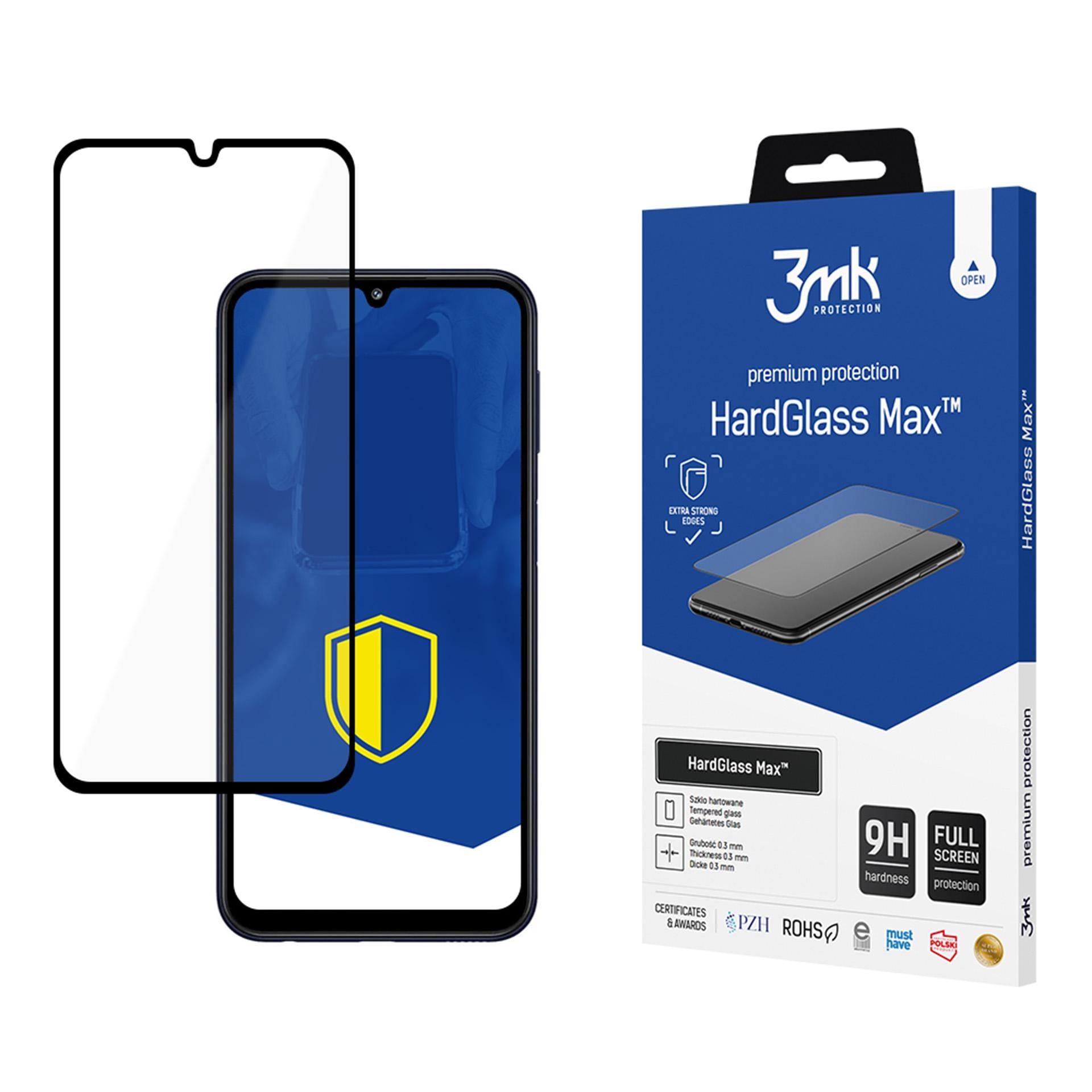 Reinforced Full Coverage Tempered Stiklas 3mk HardGlass Max Juodas, skirtas Samsung Galaxy M34 5G -- Samsung Galaxy M34