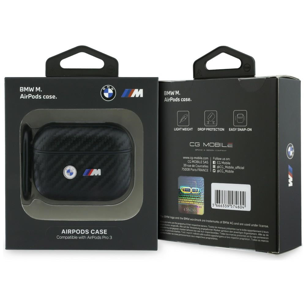 BMW Carbon Metal Lo__X3__o dėklas, skirtas AirPods Pro 3 - Black
