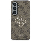 Guess 4G Big Metalinis Logo dėklas, skirtas Samsung Galaxy S26 - Brown