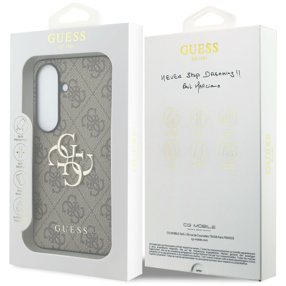 Guess 4G Big Metalinis Logo dėklas, skirtas Samsung Galaxy S26 - Brown
