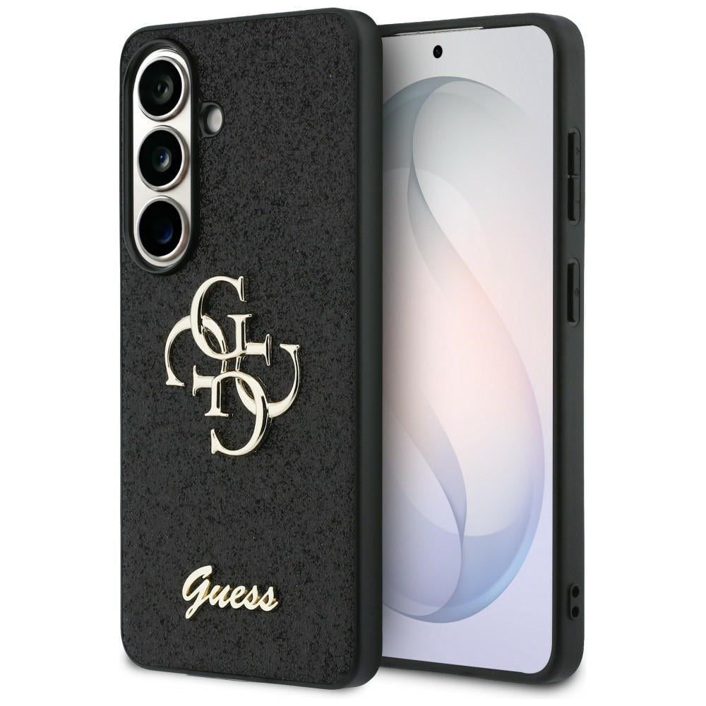 Guess Fixed Glitter Big 4G Metal Logo dėklas Samsung Galaxy S26 - juodas -- Samsung Galaxy S26