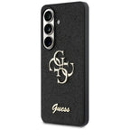 Guess Fixed Glitter Big 4G Metal Logo dėklas Samsung Galaxy S26 - juodas -- Samsung Galaxy S26