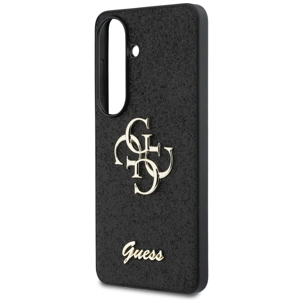 Guess Fixed Glitter Big 4G Metal Logo dėklas Samsung Galaxy S26 - juodas -- Samsung Galaxy S26