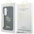 Guess Fixed Glitter Big 4G Metal Logo dėklas Samsung Galaxy S26 - juodas -- Samsung Galaxy S26