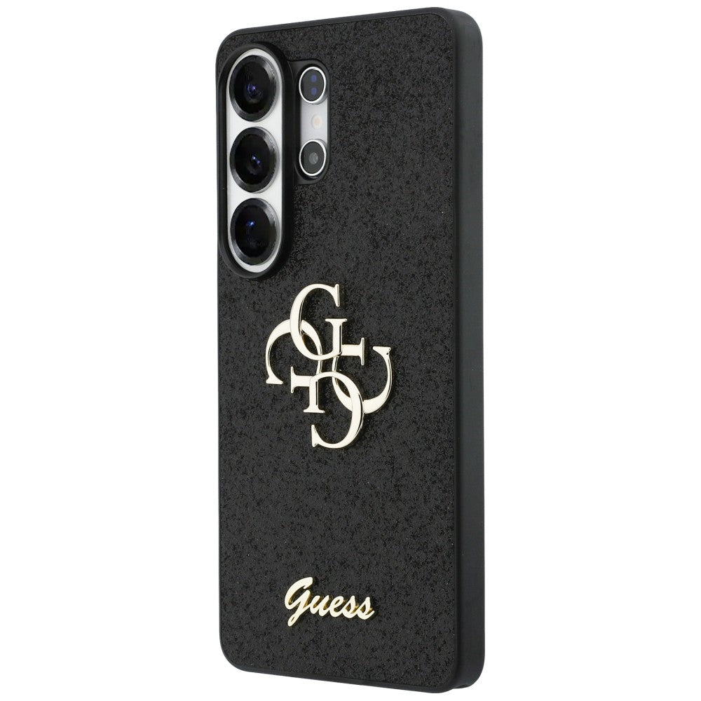 Guess Fiksuotas Glitter Big 4G Metalinis Logo dėklas, skirtas Samsung Galaxy S26 Ultra - black