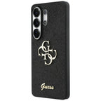 Guess Fiksuotas Glitter Big 4G Metalinis Logo dėklas, skirtas Samsung Galaxy S26 Ultra - black