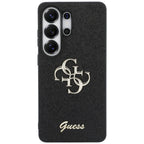 Guess Fiksuotas Glitter Big 4G Metalinis Logo dėklas, skirtas Samsung Galaxy S26 Ultra - black