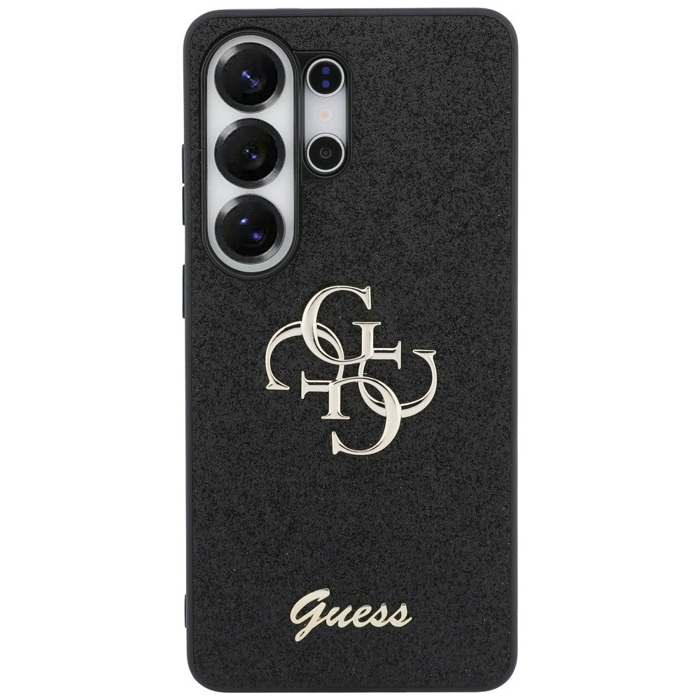 Guess Fiksuotas Glitter Big 4G Metalinis Logo dėklas, skirtas Samsung Galaxy S26 Ultra - black
