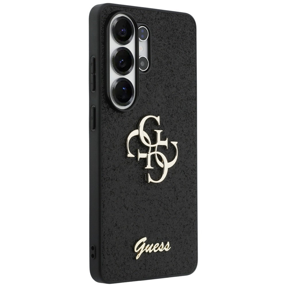 Guess Fiksuotas Glitter Big 4G Metalinis Logo dėklas, skirtas Samsung Galaxy S26 Ultra - black