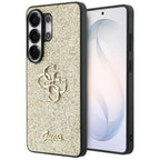 Guess Fiksuotas Glitter Big 4G Metalinis Logo dėklas, skirtas Samsung Galaxy S26 Ultra - gold