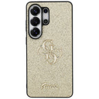 Guess Fiksuotas Glitter Big 4G Metalinis Logo dėklas, skirtas Samsung Galaxy S26 Ultra - gold