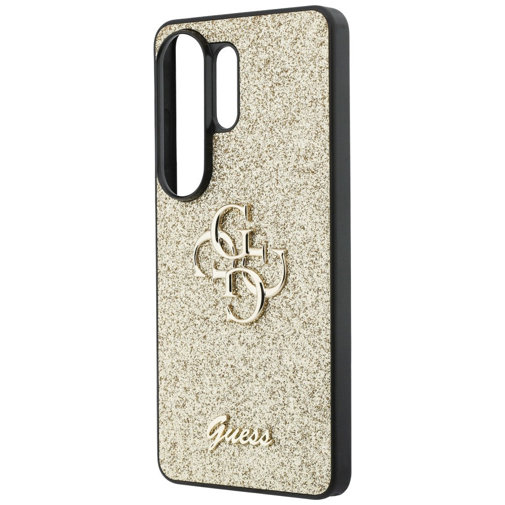 Guess Fiksuotas Glitter Big 4G Metalinis Logo dėklas, skirtas Samsung Galaxy S26 Ultra - gold