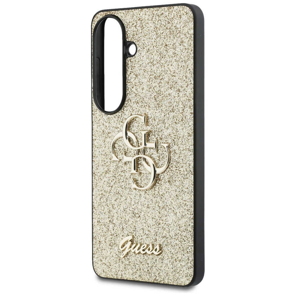 Guess Fiksuotas Glitter Big 4G Metalinis Logo dėklas, skirtas Samsung Galaxy S26 - gold
