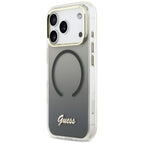 Guess IML Gradient Script Metal MagSafe Dėklas, skirtas iPhone 17 Pro - Black