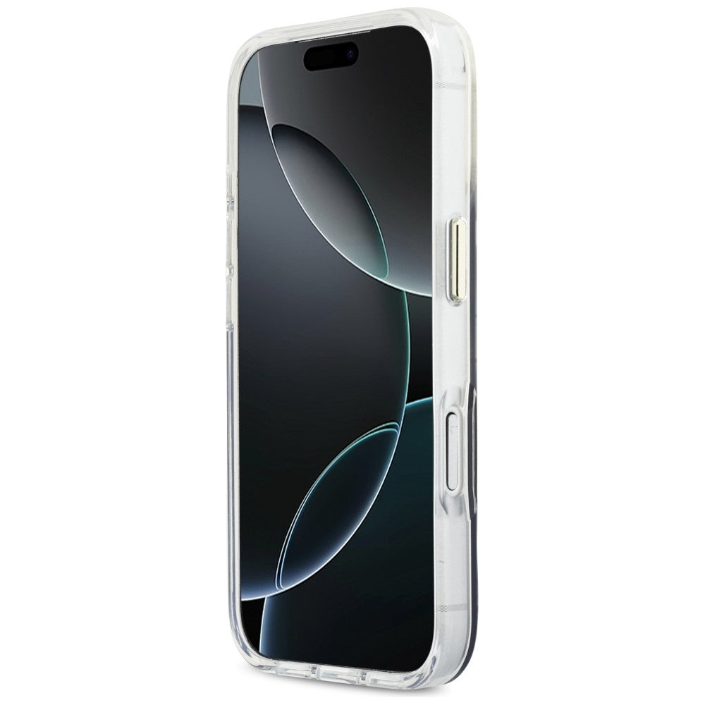 Guess IML Gradient Script Metal MagSafe Dėklas, skirtas iPhone 17 Pro - Black