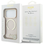 Guess IML Script Metal MagSafe Dėklas, skirtas iPhone 17 Pro Max - Pink