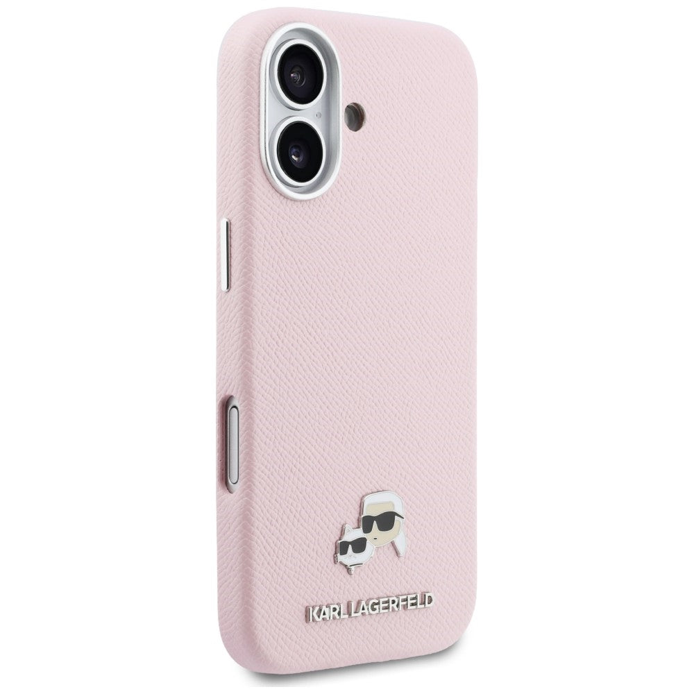 Karl Lagerfeld Karl & Choupette galvos kaiščiai Saffiano MagSafe Dėklas, skirtas iPhone 17 - Pink