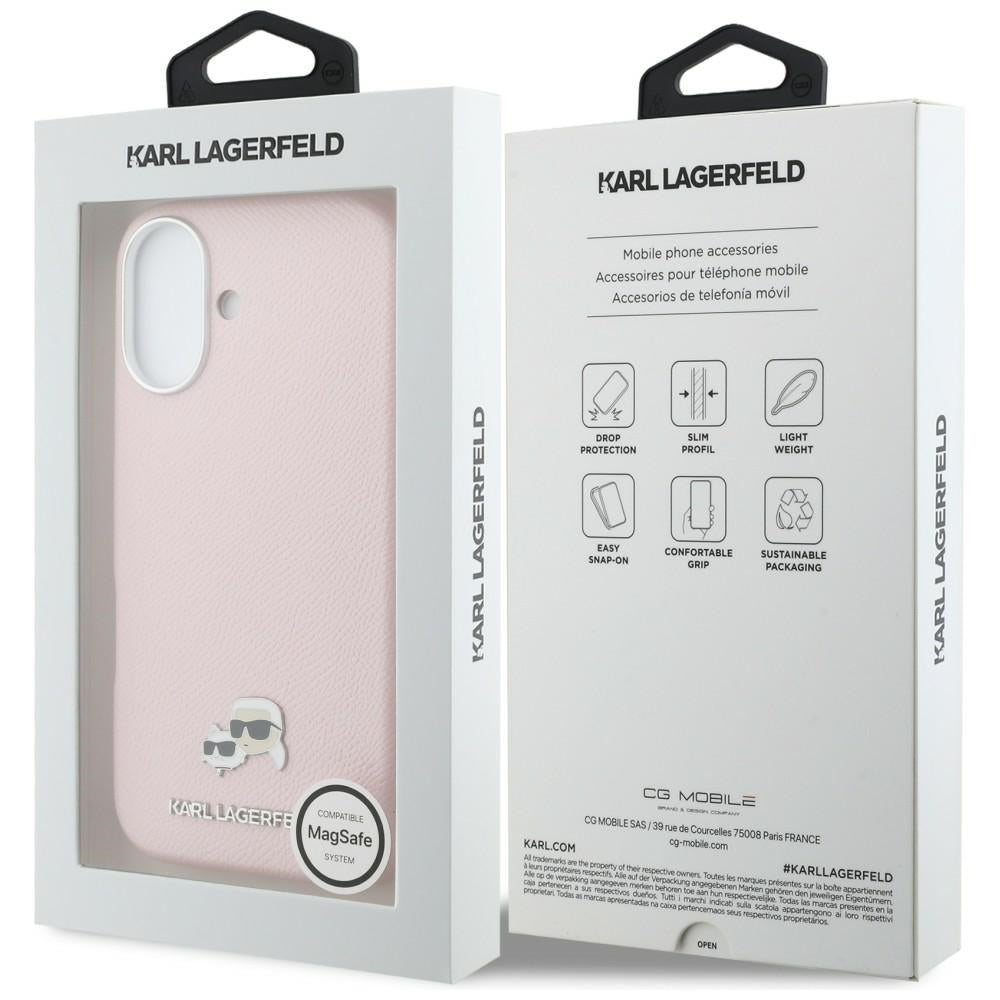 Karl Lagerfeld Karl & Choupette galvos kaiščiai Saffiano MagSafe Dėklas, skirtas iPhone 17 - Pink