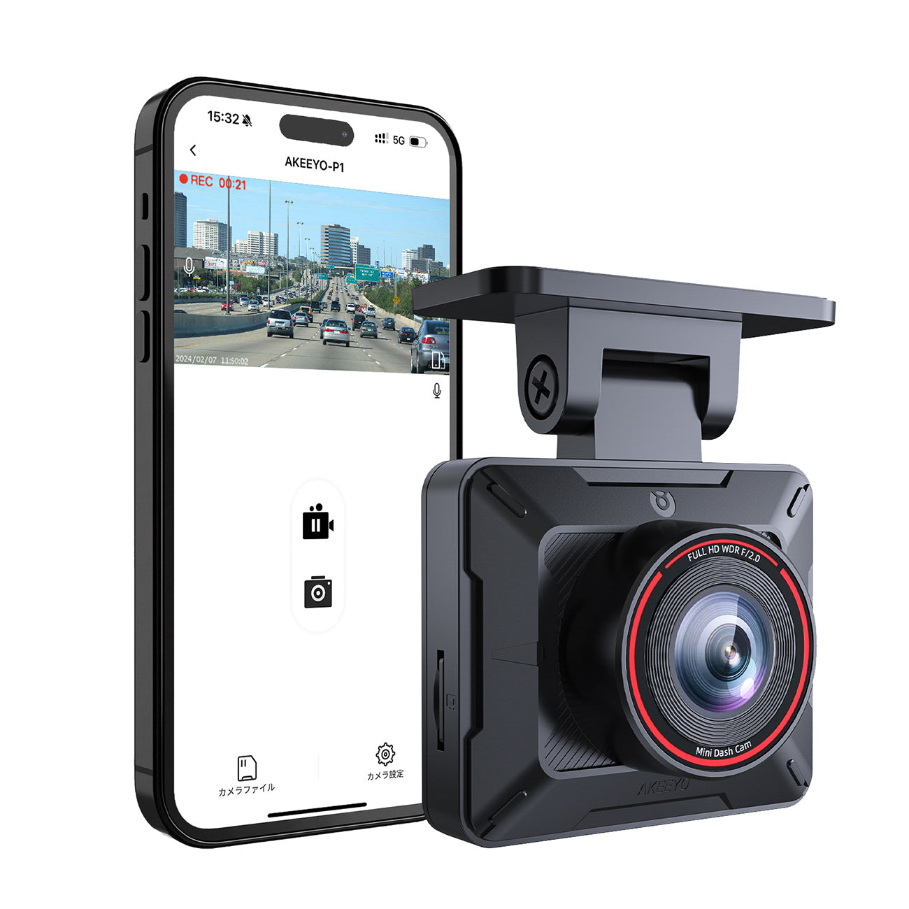AKEEYO P1 automobilio kameros vaizdo įrašytuvas FullHD 30fps - juoda -- Cycling Accessories