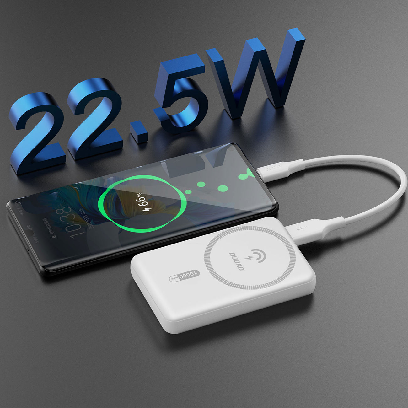 Dudao K14S Magnetinis Power Bank 20W 5000mAh 1x USB-A 1x USB-C – Baltas -- Powerbanks