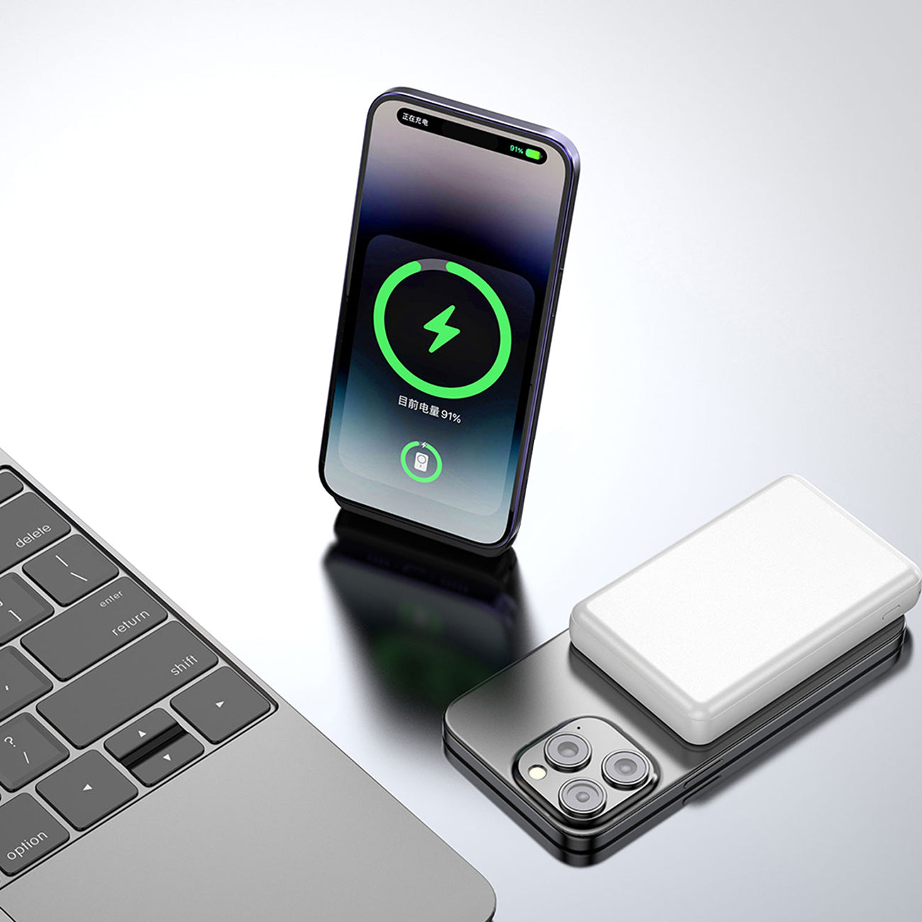 Dudao K14S Magnetinis Power Bank 20W 5000mAh 1x USB-A 1x USB-C – Baltas -- Powerbanks