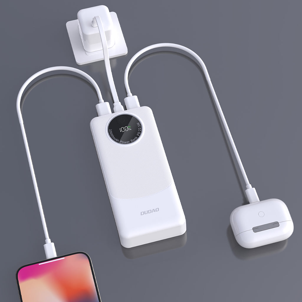 Dudao K12Pro Power Bank 22.5W PD 20000mAh USB-A, USB-C – Baltas -- Powerbanks