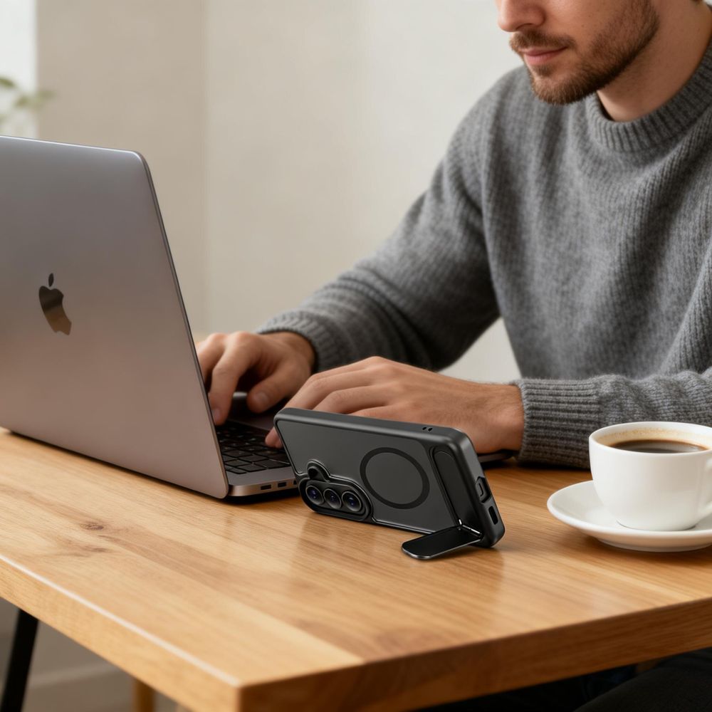 Tech-Protect MagRack MagSafe Dėklas, skirtas Samsung Galaxy S26+ - Matte Black -- Samsung Galaxy S26+