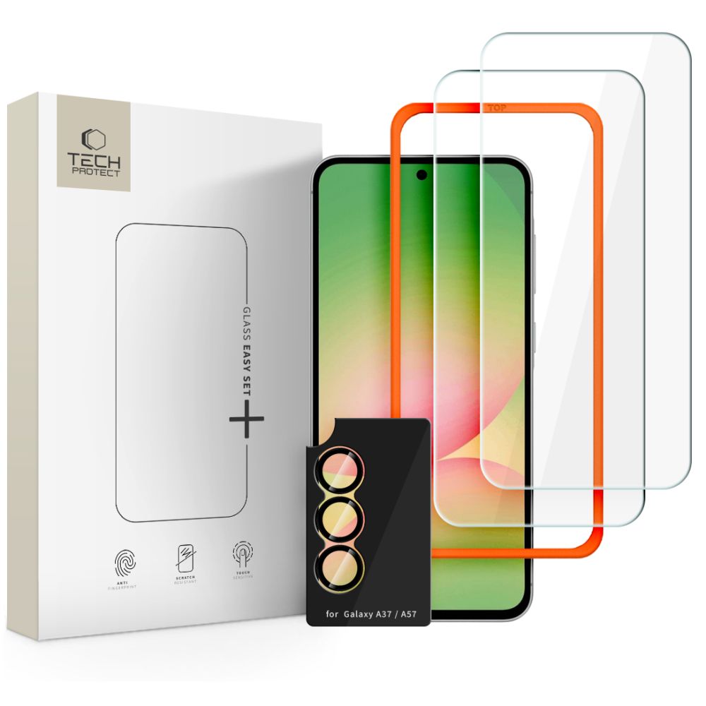 Tech-Protect Easy Nustatyti + 3–Pack Tempered Glass, skirta Samsung Galaxy A37 5G -- Samsung Galaxy A37