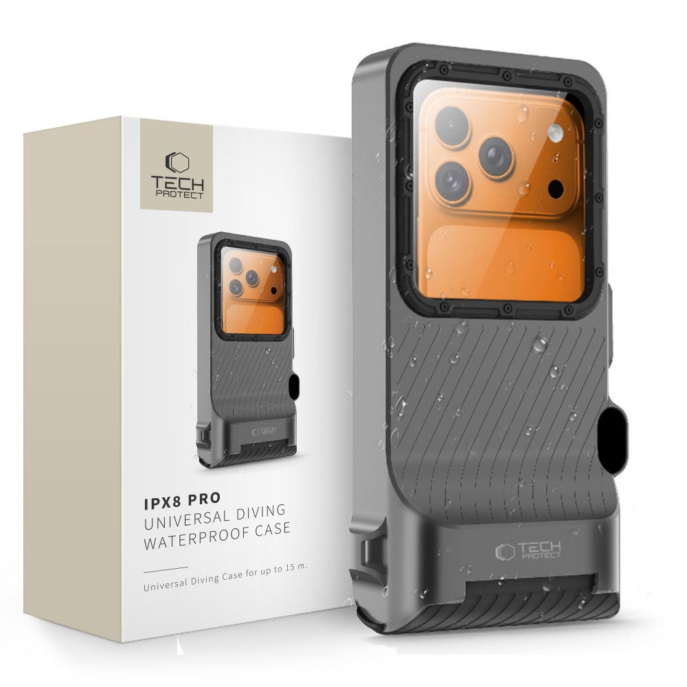 Tech-Protect IPX8 Pro vandeniui atsparus telefono dėklas – pilkas ir juodas -- Cell phone cases and covers