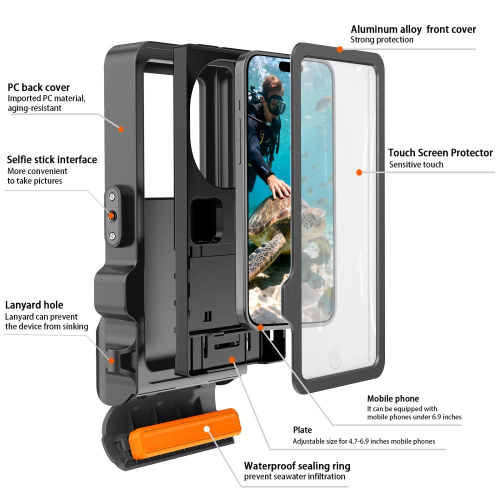 Tech-Protect IPX8 Pro vandeniui atsparus telefono dėklas – pilkas ir juodas -- Cell phone cases and covers