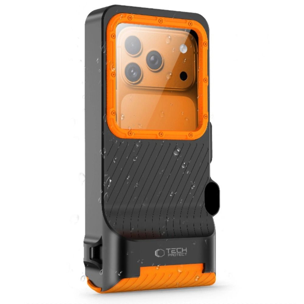 Tech-Protect IPX8 Pro vandeniui atsparus telefono dėklas – oranžinė ir juoda -- Cell phone cases and covers
