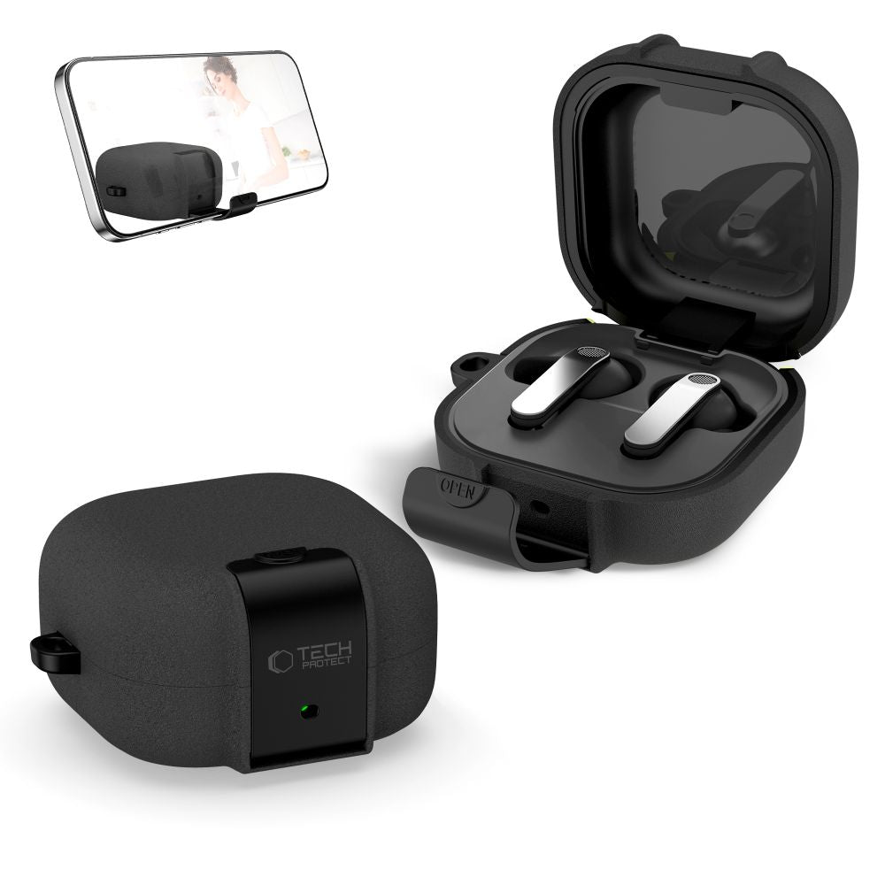 Tech-Protect Plonas kabliuko dėklas, skirtas Samsung Galaxy Buds 4 / 4 Pro - Black -- Samsung Galaxy Buds 4 / Samsung 4...
