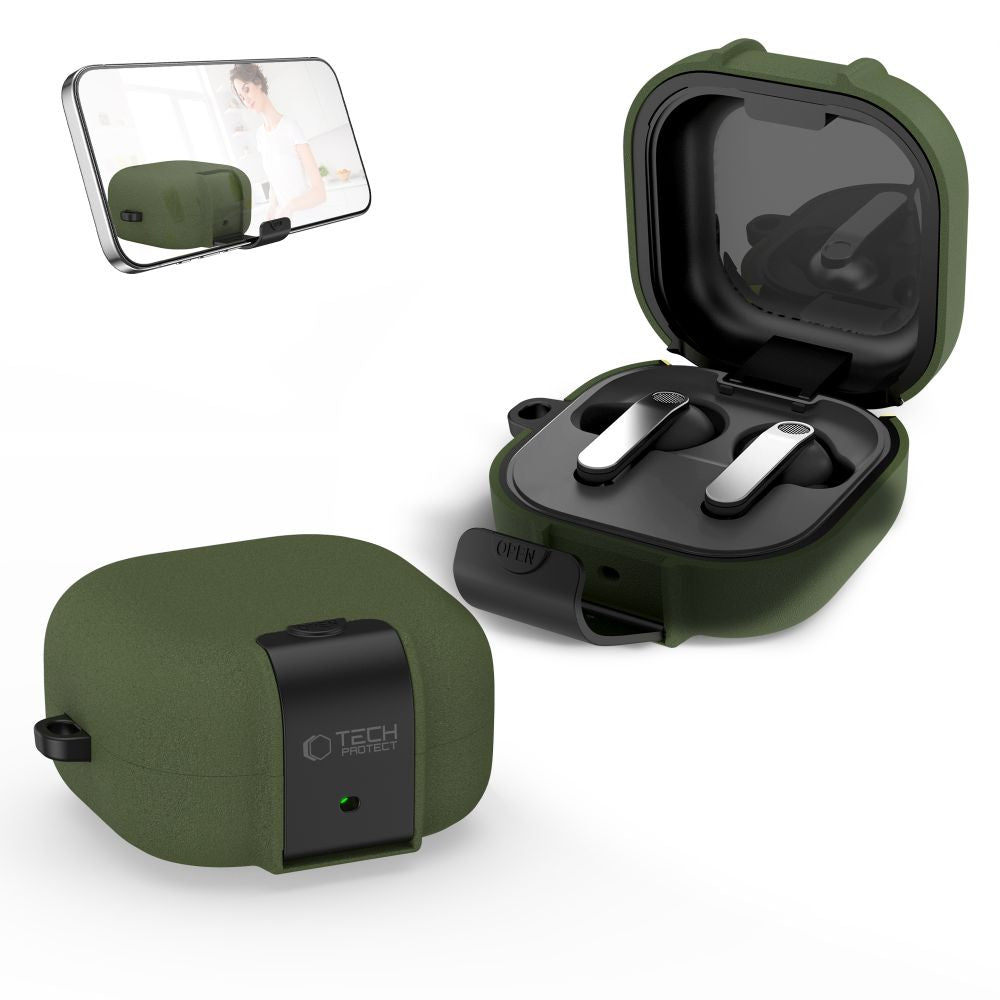 Tech-Protect Plonas kabliuko dėklas, skirtas Samsung Galaxy Buds 4 / 4 Pro - Green -- Samsung Galaxy Buds 4 / Samsung 4...