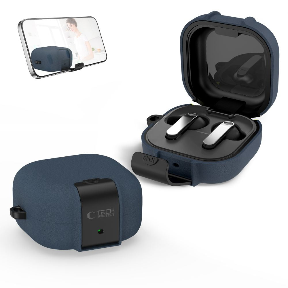 Tech-Protect Plonas kabliuko dėklas, skirtas Samsung Galaxy Buds 4 / 4 Pro - Navy Blue -- Samsung Galaxy Buds 4 / Samsung...