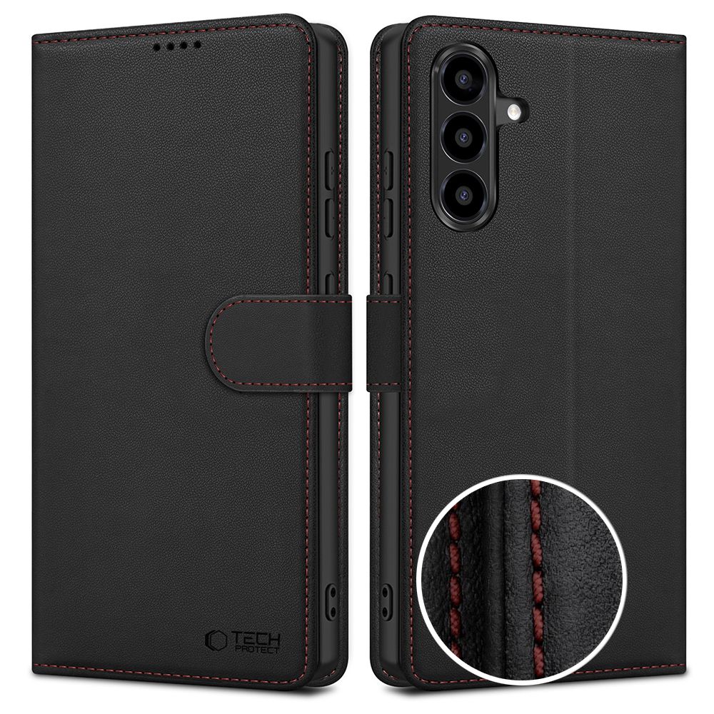 Tech-Protect Piniginės dėklas, skirtas Samsung Galaxy A57 5G - Black and Red -- Samsung Galaxy A57 5G