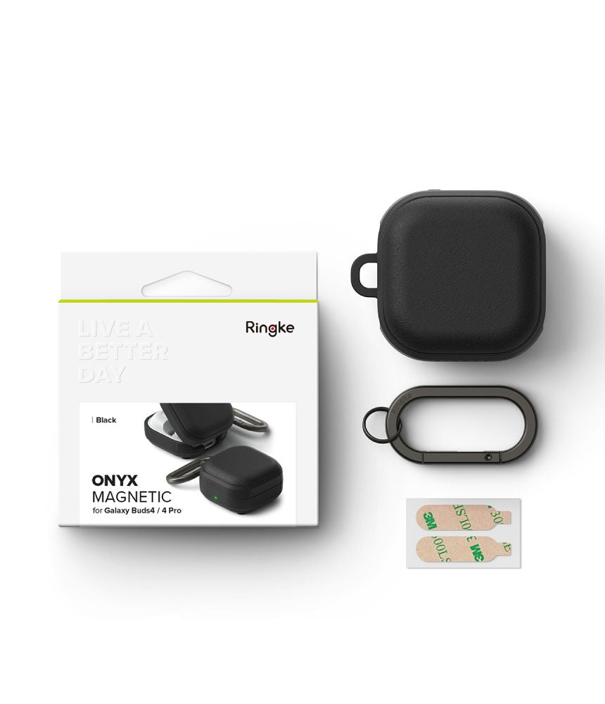 Ringke Onikso magnetinis dėklas, skirtas Samsung Galaxy Buds 4 / 4 Pro - Black -- Samsung Galaxy Buds 4 / Samsung 4 Pro /...
