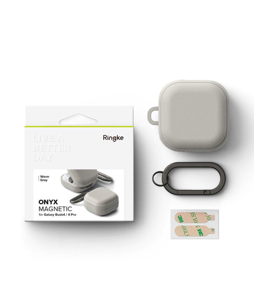 Ringke Onikso magnetinis dėklas, skirtas Samsung Galaxy Buds 4 / 4 Pro - Gray -- Samsung Galaxy Buds 4 / Samsung 4 Pro /...