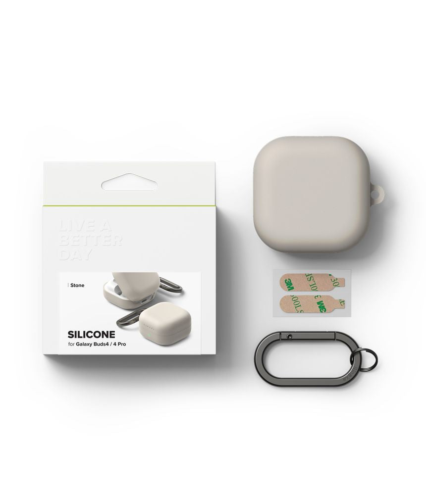 Ringke Silikoninis dėklas, skirtas Samsung Galaxy Buds 4 / 4 Pro - Beige -- Samsung Galaxy Buds 4 / Samsung 4 Pro /...