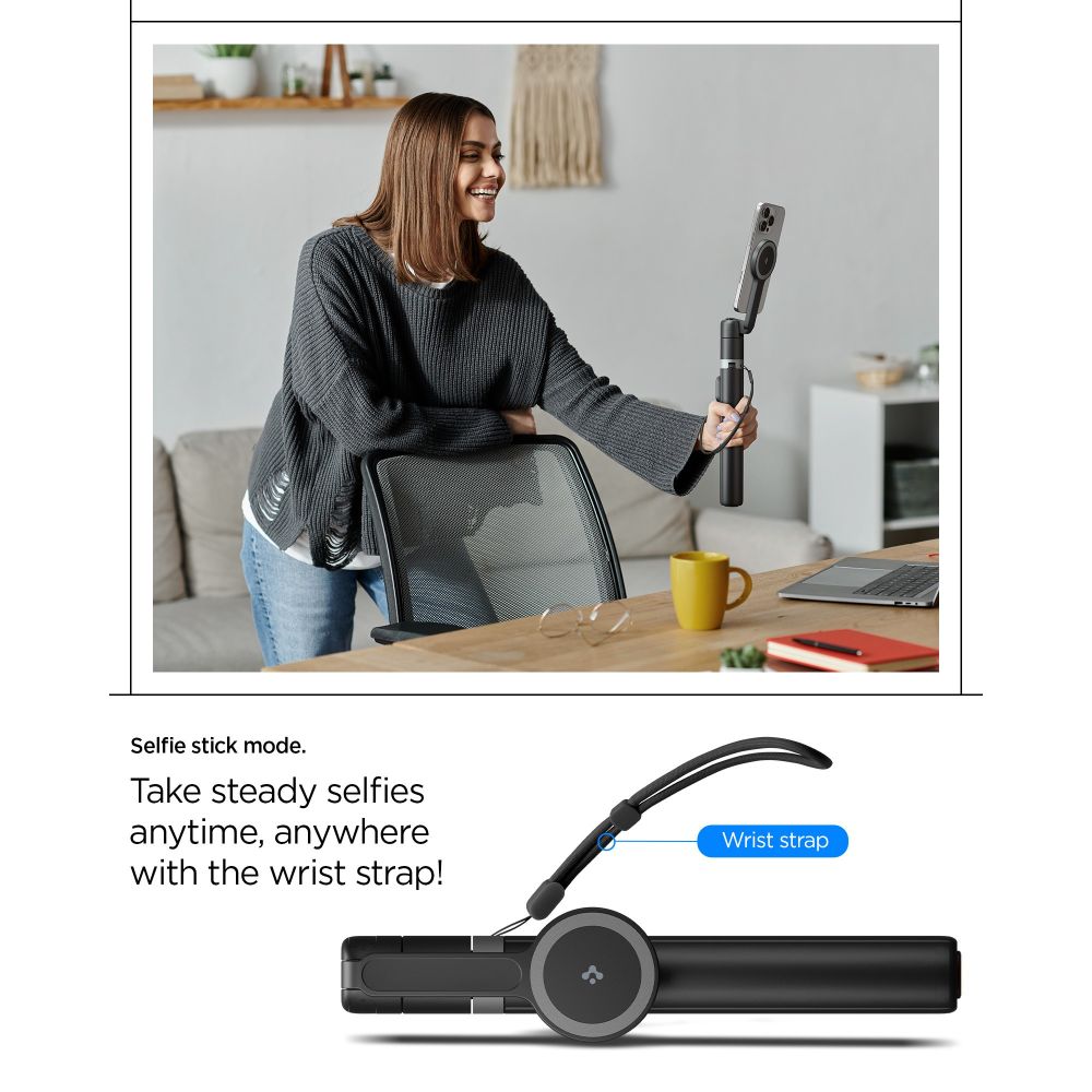 Spigen S581W MagSafe Bluetooth asmenukių lazda ir trikojis - juodas -- Selfie Sticks & Tripods