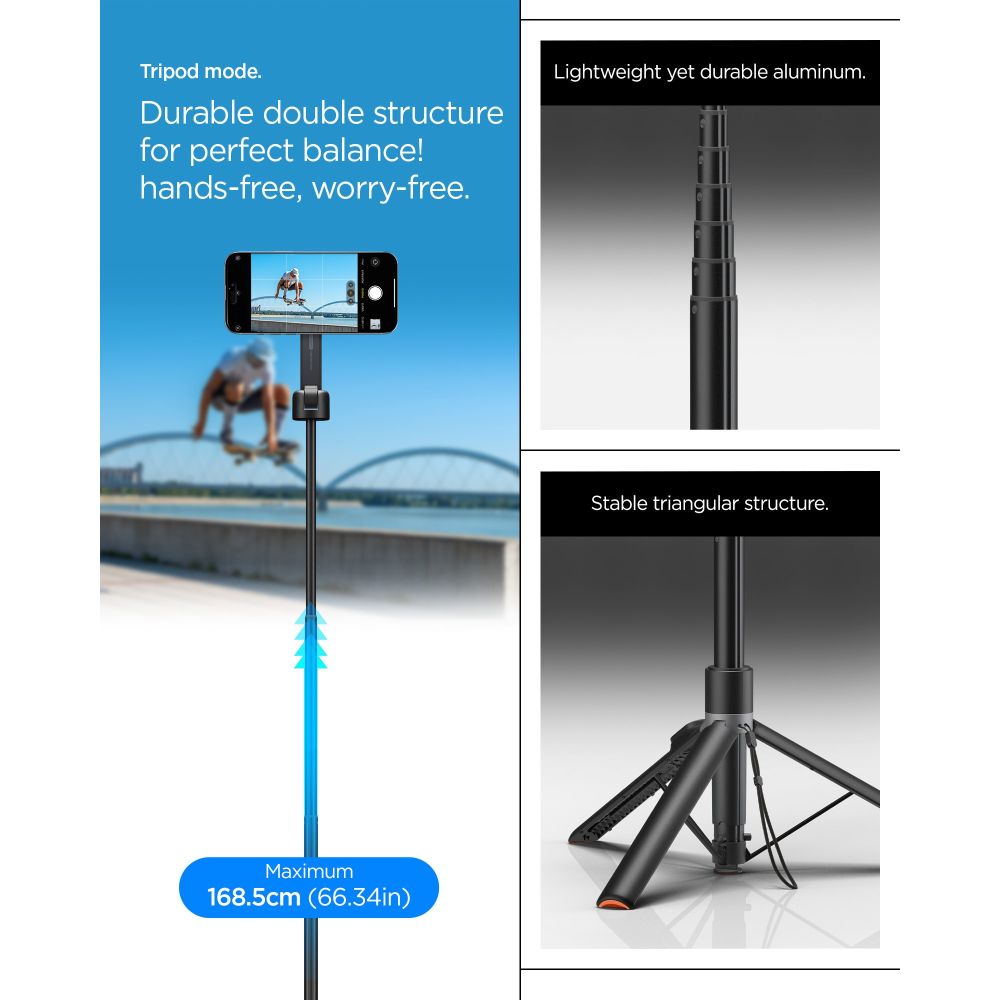 Spigen S581W MagSafe Bluetooth asmenukių lazda ir trikojis - juodas -- Selfie Sticks & Tripods