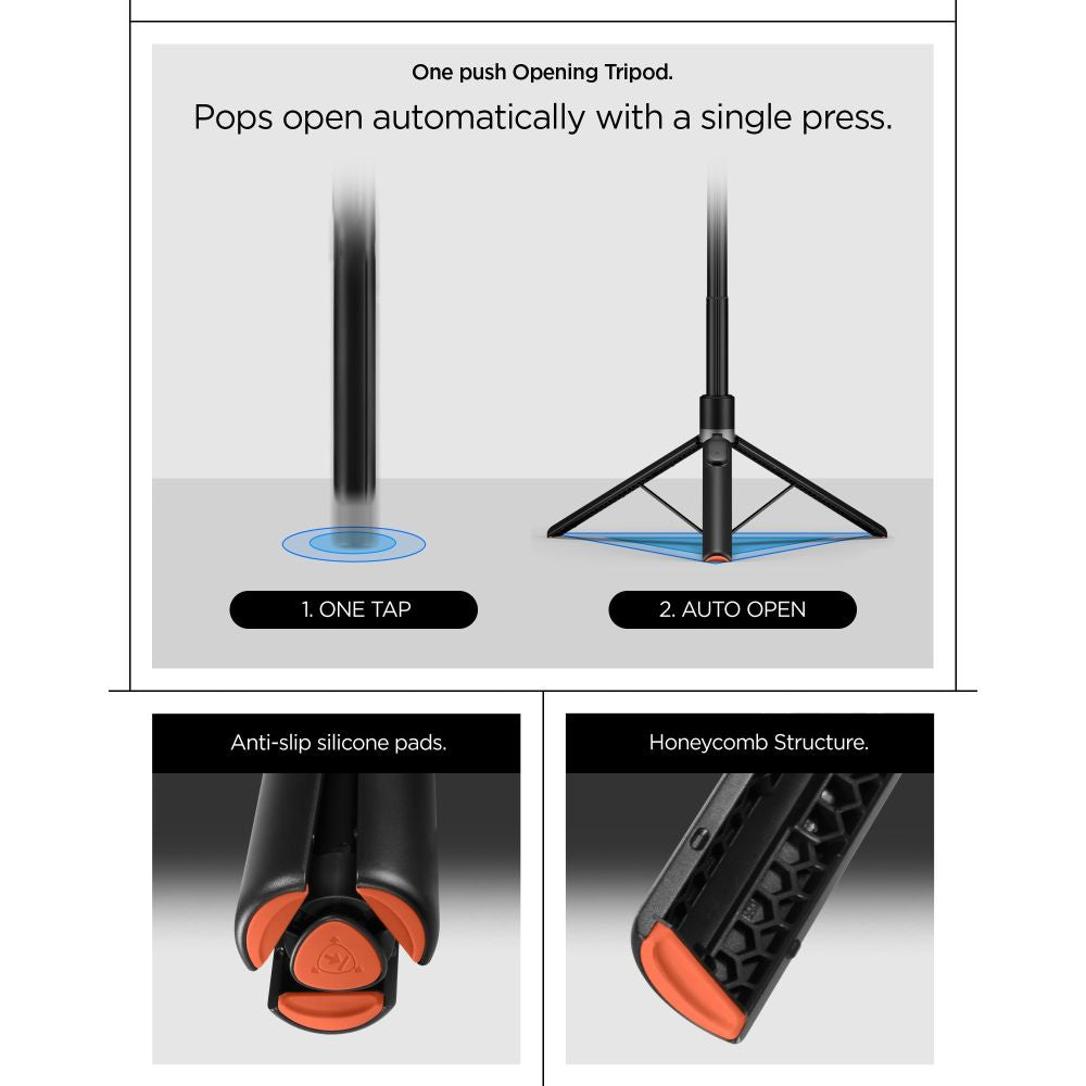Spigen S581W MagSafe Bluetooth asmenukių lazda ir trikojis - juodas -- Selfie Sticks & Tripods