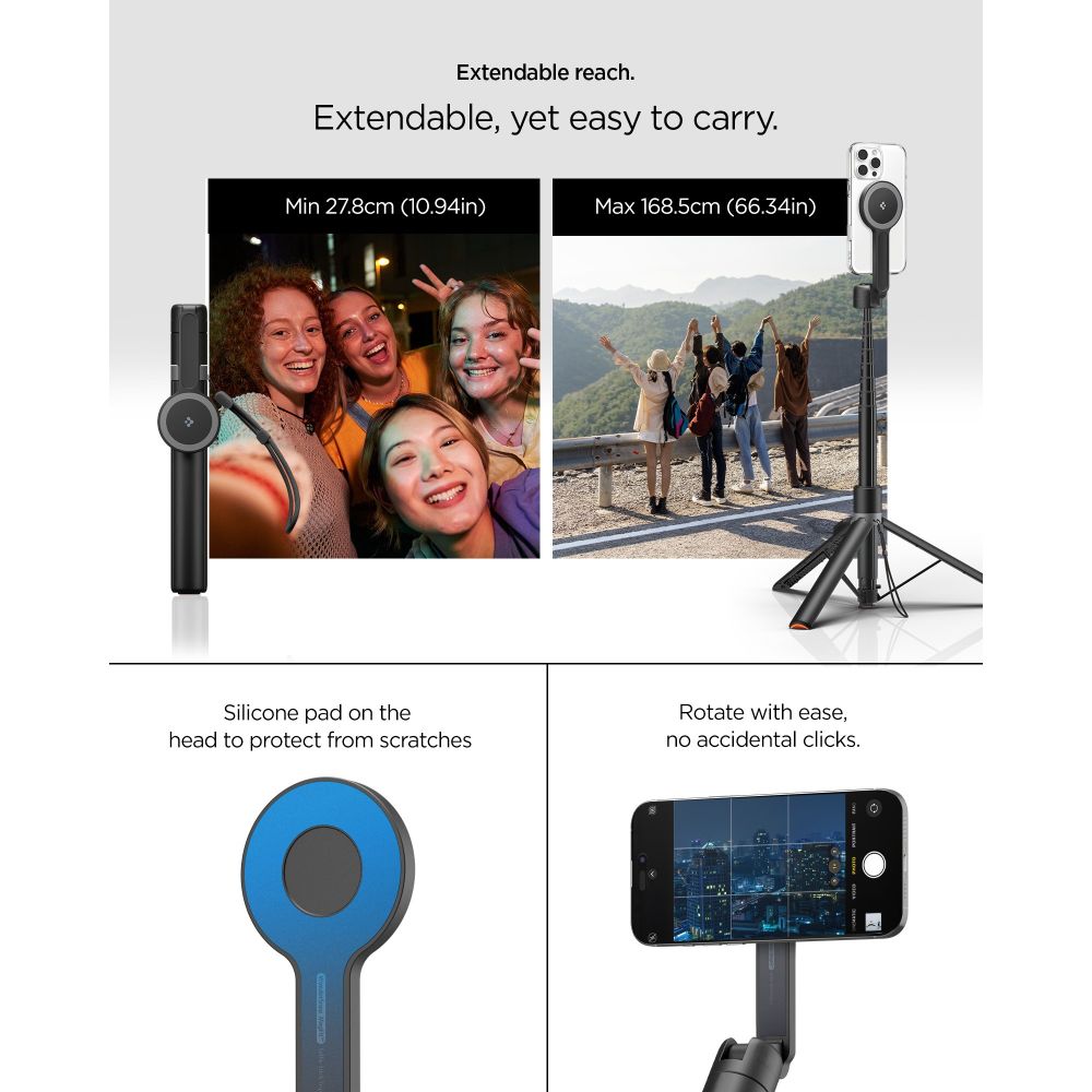 Spigen S581W MagSafe Bluetooth asmenukių lazda ir trikojis - juodas -- Selfie Sticks & Tripods