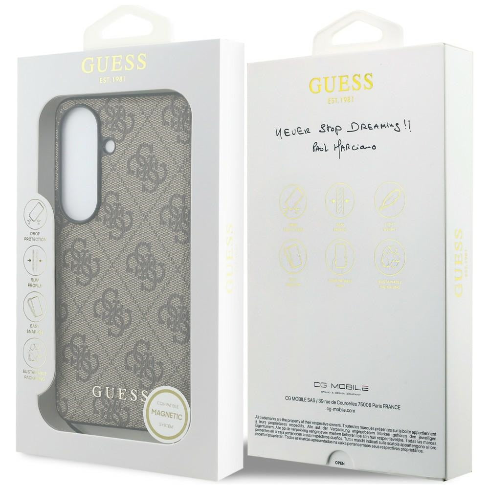 Guess 4G Classic Logo Charm MagSafe dėklas Samsung Galaxy S26 - Rudas -- Samsung Galaxy S26