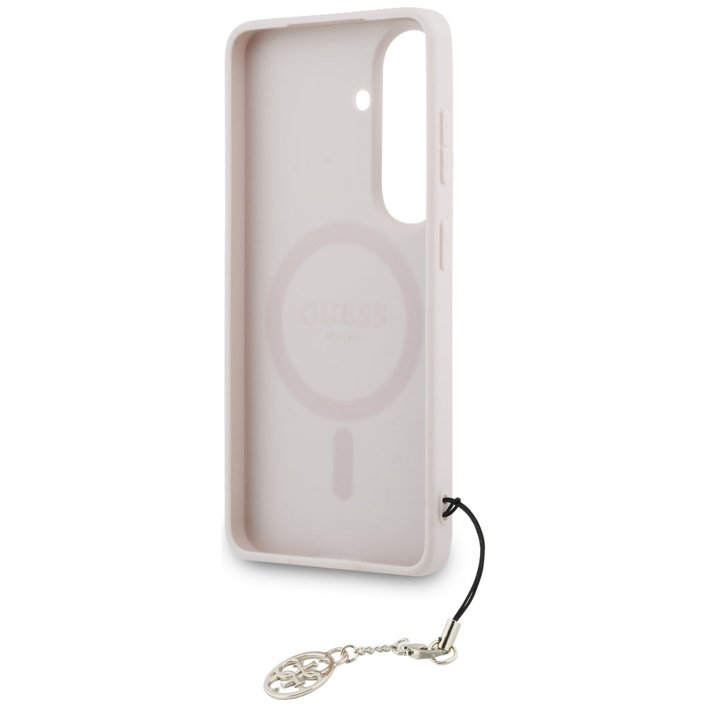 Guess 4G Classic Logo Charm MagSafe dėklas Samsung Galaxy S26 - Rožinis -- Samsung Galaxy S26