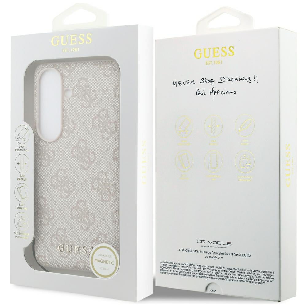 Guess 4G Classic Logo Charm MagSafe dėklas Samsung Galaxy S26 - Rožinis -- Samsung Galaxy S26